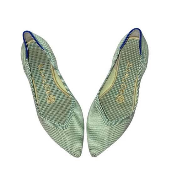 Rothy's Womens Pointed Toe Flats Size 5 Green Knit Slip-On Shoes Eco-Friendly - Picture 8 of 16